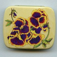 ^Vintage Tin Gift Box-Pansy-Made in Switzerland 60mm