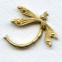 Art Deco Inspired Dragonflies Raw Brass 30mm (3)