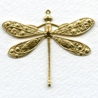 Victorian Style Dragonfly Raw Brass 41mm (1)