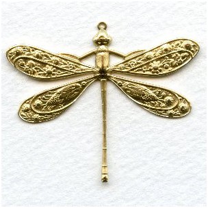 Victorian Style Dragonfly Raw Brass 41mm (1)