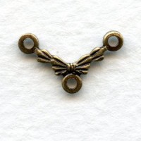 Tiny Bow Connectors 3 Loops Oxidized Brass (6)