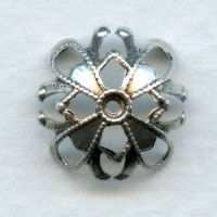 Filigree Bead Caps for 12mm Beads Oxidized Silver (12)