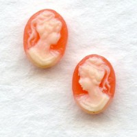 Cameos Girl in a Ponytail Ivory on Carnelian 8x6mm (6 sets)