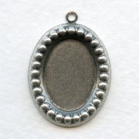 Beaded Edge Settings 18x13mm Oxidized Silver