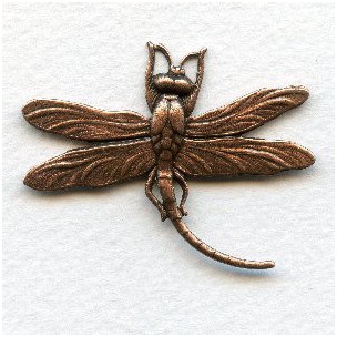 Large Dragonfly Curved Tail Oxidized Copper (3)