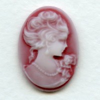 Grand Lady Portrait Cameos Ivory on Ruby 25x18mm