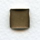 ^Scallop Edge Oxidized Brass 10mm Square Setting Bezels (6)