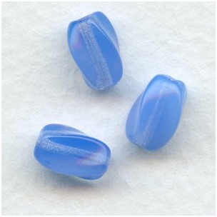 Opaline Blue Oval Twist Beads 9x7mm 