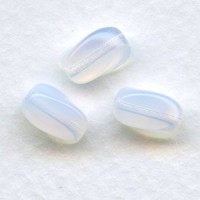 White Opal Twist Beads 9x7mm Oval Opaline