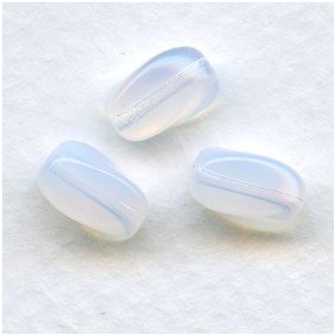 White Opal Twist Beads 9x7mm Oval Opaline