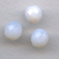 White Opal Fire Polished Round Faceted Beads 10mm (12)