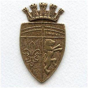 Royal Coat of Arms Crest Oxidized Brass Medallion 57mm (1)