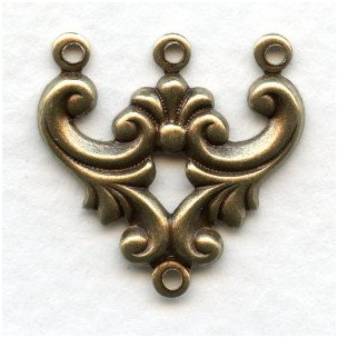 Ornate Three Strand Connectors Oxidized Brass