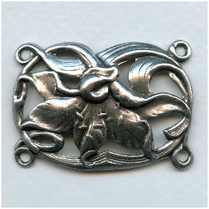 Art-Nouveau Style Components Oxidized Silver 40x28mm (2)