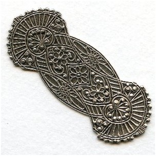 Embossed Oxidized Silver Stamping 75mm