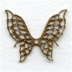 Filigree Butterfly Wings Oxidized Brass 40x33mm
