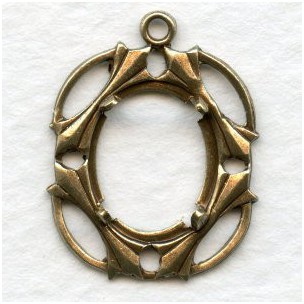 Openwork Oxidized Brass 10x8mm Setting Pendant