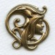 Art Nouveau Faces Oxidized Brass 31mm (2)