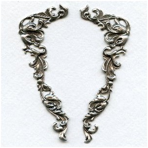 Corner Details Grand Victorian Style Oxidized Silver (1 pair)