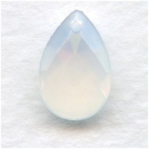 ^Briolette White Opal 13x8.5mm Pear Shape Glass Pendant