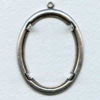 ^Smooth Edge Settings Oval 40x30mm Oxidized Silver