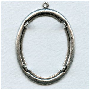 ^Smooth Edge Settings Oval 40x30mm Oxidized Silver