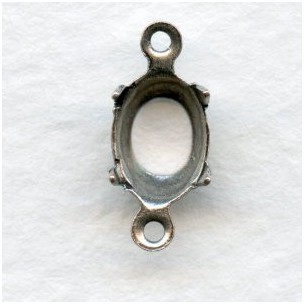 Open Back 8x6mm Setting Connectors Oxidized Silver (12)