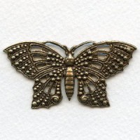 Ornate 57mm Butterfly Stamping Oxidized Brass