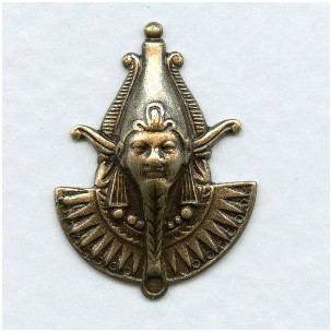 Egyptian Pharaoh Oxidized Brass Stampings 27mm (2)
