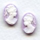 ^Girl in Ponytail Cameo White on Lilac 14x10mm
