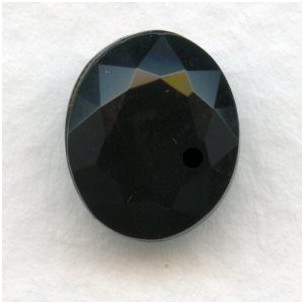 ^Jet Glass Oval Unfoiled Jewelry Stones 12x10mm