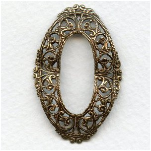 European Filigree Oval Oxidized Brass 48mm (1)