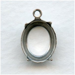 Oval Settings Oxidized Silver 12x10mm (12)