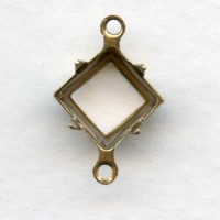 ^Open Back Square 8x8mm Settings 2 Loops Oxidized Brass (12)