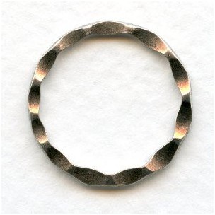 Hammered Round 21mm Connector Rings Oxidized Silver (6)