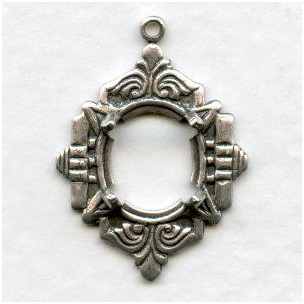 Art Deco Inspired 10x8mm Settings Oxidized Silver (2)