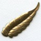 Long Slender Leaf Stamping Oxidized Brass 77mm (6)