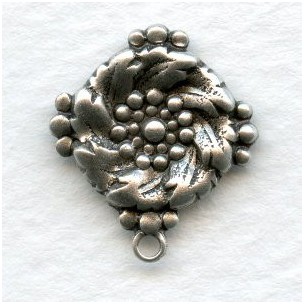 Ornate Pendants for Earring Tops Oxidized Silver 18mm (6)
