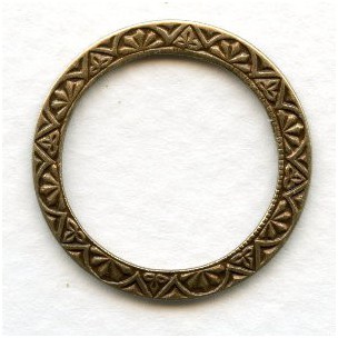 Elegant Embossed Connector Rings Oxidized Brass 25mm (6)