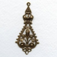 Filigree Pendant Drops 55mm Oxidized Brass (4)