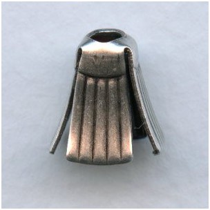 Pleated Skirt Bead Caps Oxidized Silver 12mm (12)