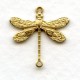 Victorian Style Dragonfly Connectors Raw Brass (12)
