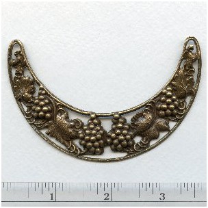 Grapes and Vines Oxidized Brass Necklace Focal (1)