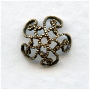 Victorian Style Filigree Bead Caps 10mm Oxidized Brass (12)