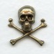 Skull and Crossbones 21mm Oxidized Brass (6)