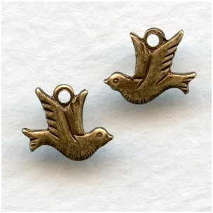 Tiny Doves Taking Flight Oxidized Brass (6 sets)
