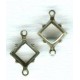 ^Open Back Square 8x8mm Settings 2 Loops Oxidized Brass (12)