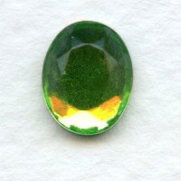 Peridot Glass Flat Back Stone 10x8mm Faceted Top