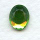 Peridot Glass Flat Back Stone 10x8mm Faceted Top