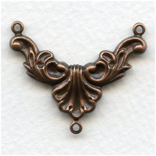 Necklace Connectors Rococo Style Oxidized Copper (6)